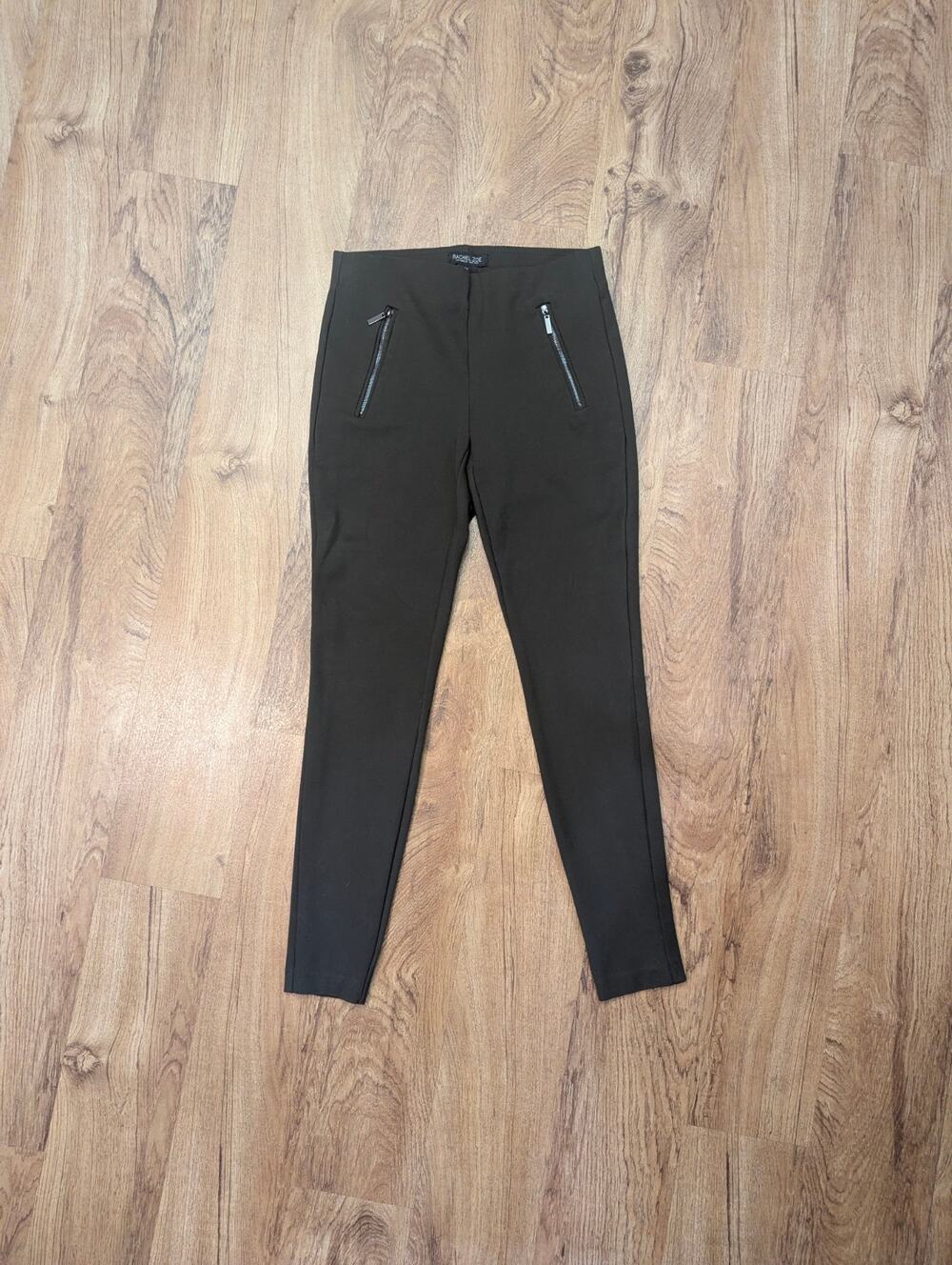 Rachel Zoe Dark Olive Slim Pants Size 2 – Tapered Dressy Leggings, Faux Pockets